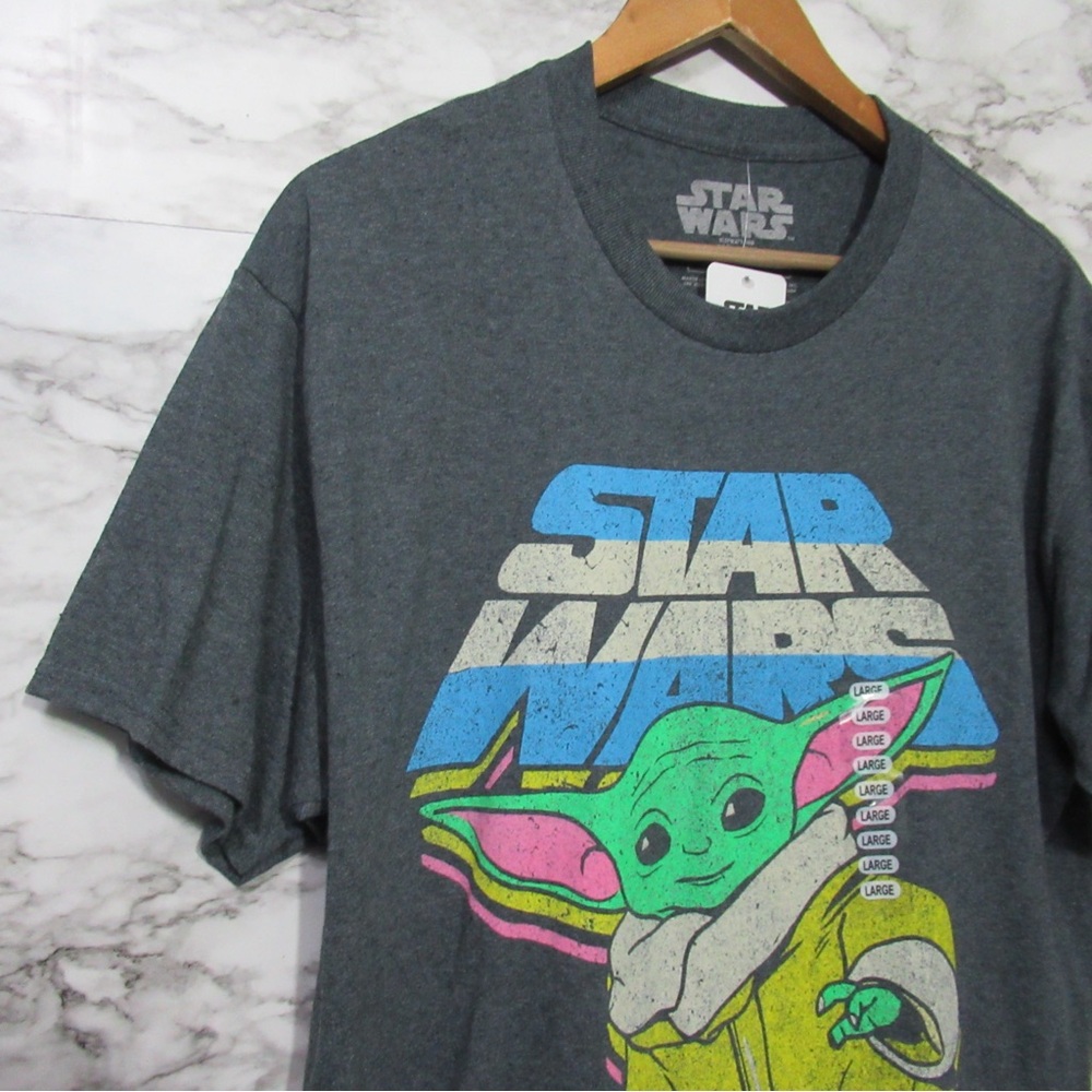 Star Wars Yoda Gray Graphic T-Shirt Size Large